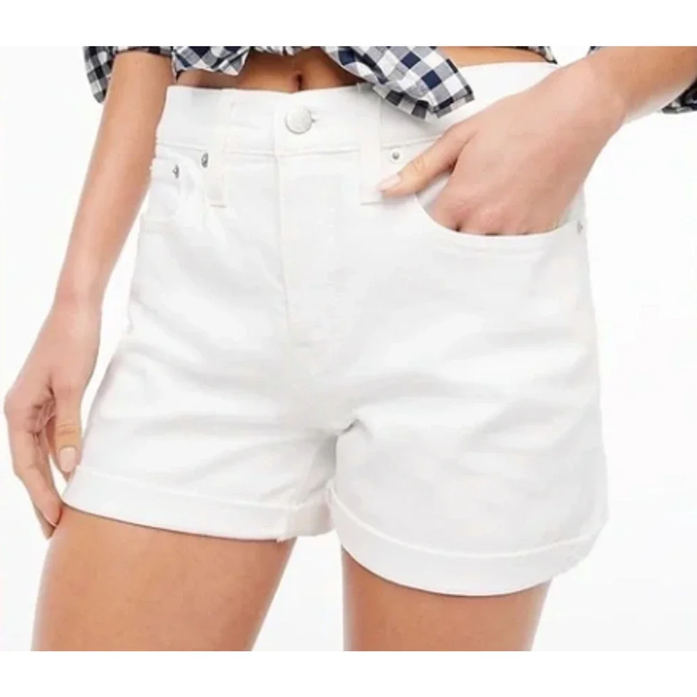 NWT J. Crew Women's Classic Fit Denim Rolled Hem Cut-Off Shorts White Size 31